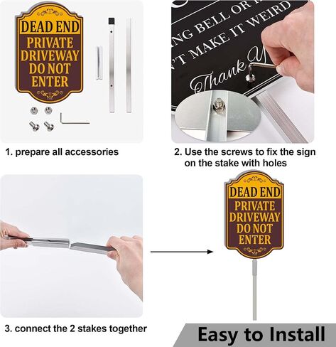Dead End Private Driveway Do Not Enter Signs No Entry 18" x 12" With 35" Long Metal Road Traffic Stake With Stand Aluminum Outdoor Use Yard in Kuwait