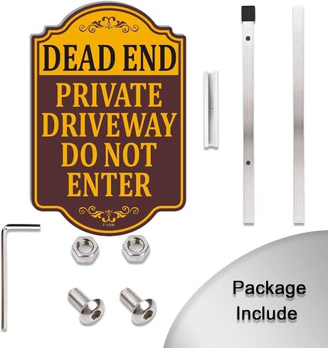 Dead End Private Driveway Do Not Enter Signs No Entry 18" x 12" With 35" Long Metal Road Traffic Stake With Stand Aluminum Outdoor Use Yard in Kuwait