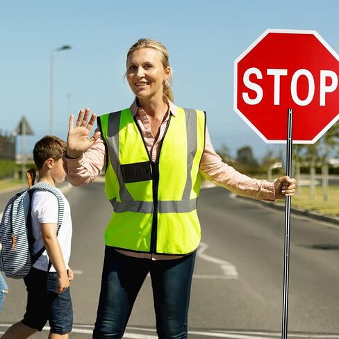 2 حزمة 18 × 18 بوصة توقف عاكس مزدوج الجوانب / علامات مجداف بطيئة - علامات التحكم في حركة المرور المحمولة مع عمود تلسكوبي، مجاذيف ألومنيوم متينة لبناء الطرق، ومواقف السيارات، والمناطق المدرسية in Kuwait