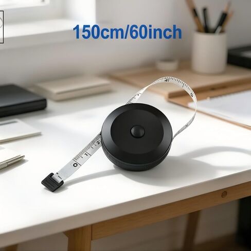 شريط قياس قابل للسحب، أسود، ABS، 60 بوصة، مزدوج الجوانب، مرن، قابل للسحب تلقائيًا، صغير in Kuwait