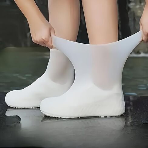 Waterproof Reusable Silicone Shoe Covers, Elastic Non-Slip Overshoes for Rain Mud Travel Commuting Outdoor Protection in Kuwait