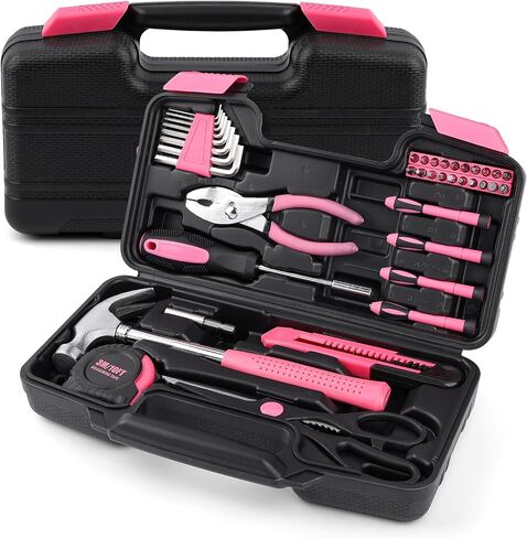 40PCS Tool Set , Small Tool Kit, General Household Tool Box for Home Repair, Ideal Gift Choice (Pink) in Kuwait