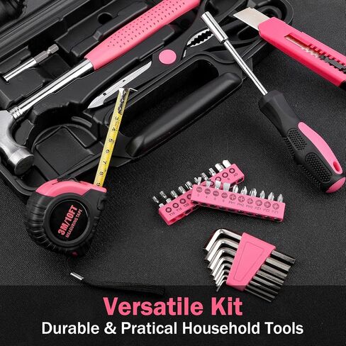 40PCS Tool Set , Small Tool Kit, General Household Tool Box for Home Repair, Ideal Gift Choice (Pink) in Kuwait