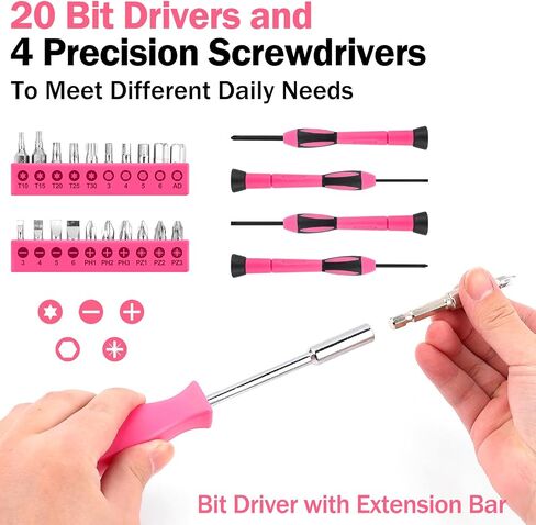 40PCS Tool Set , Small Tool Kit, General Household Tool Box for Home Repair, Ideal Gift Choice (Pink) in Kuwait