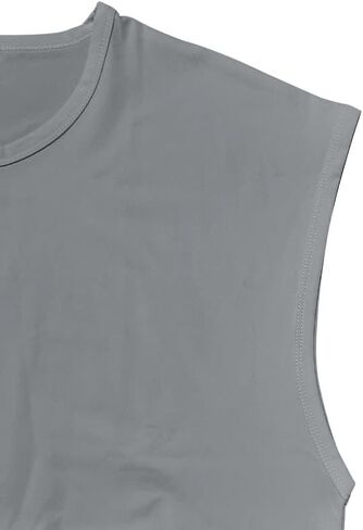 Men's Casual Solid Color Tank Vest Sleeveless Gym Shirt Basic T-Shirt Casual Loose Sports Running Underwear in Kuwait