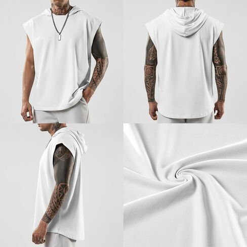MARSVOVO Men Summer Loose Fit Crew Neck Hooded Top Trendy Print Sleeveless Casual Tank in Kuwait