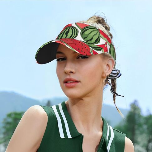 Red Watermelon Print Sports Sun Visor Hats Adjustable Running Golf Tennis Sun Cap for Women Men in Saudi Arabia