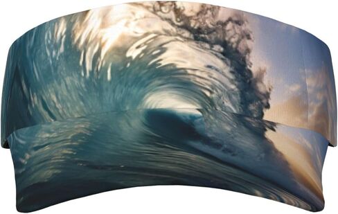 Beautiful Ocean Waves Print Sports Sun Visor Hats Adjustable Running Golf Tennis Sun Cap for Women Men Black in Saudi Arabia