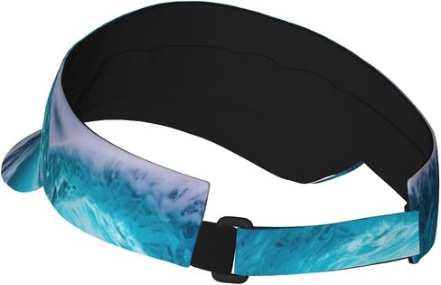 Blue Ocean Wave Print Sports Sun Visor Hats Adjustable Running Golf Tennis Sun Cap for Women Men Black in Saudi Arabia
