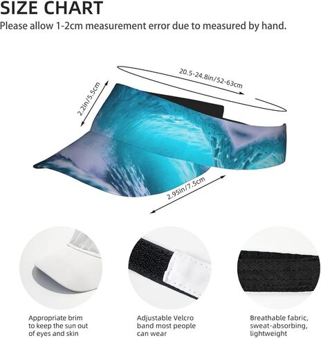 Blue Ocean Wave Print Sports Sun Visor Hats Adjustable Running Golf Tennis Sun Cap for Women Men Black in Saudi Arabia