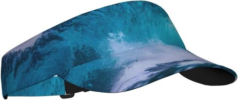Blue Ocean Wave Print Sports Sun Visor Hats Adjustable Running Golf Tennis Sun Cap for Women Men Black in Saudi Arabia