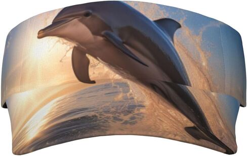 Dolphinn Print Sports Sun Visor Hats Adjustable Running Golf Tennis Sun Cap for Women Men Black in Saudi Arabia