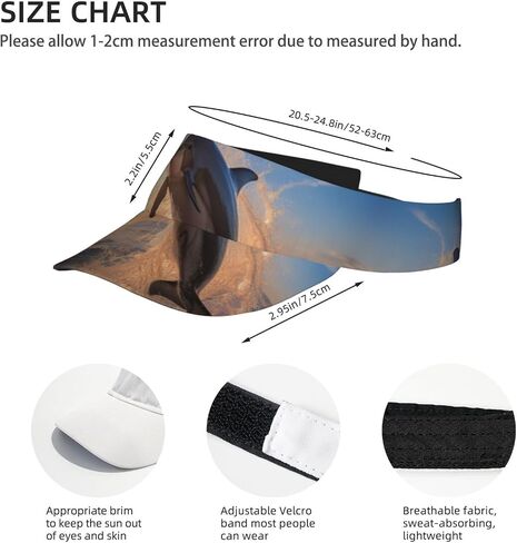 Dolphinn Print Sports Sun Visor Hats Adjustable Running Golf Tennis Sun Cap for Women Men Black in Saudi Arabia