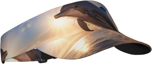 Dolphinn Print Sports Sun Visor Hats Adjustable Running Golf Tennis Sun Cap for Women Men Black in Saudi Arabia