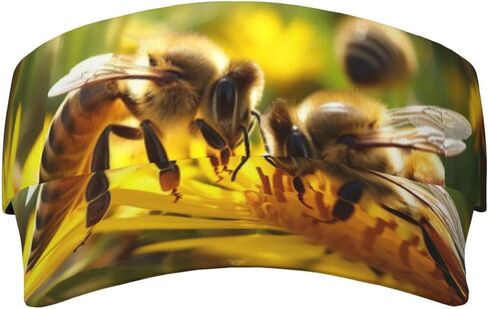 Bee Honeybee1 Print Sports Sun Visor Hats Adjustable Running Golf Tennis Sun Cap for Women Men Black in Saudi Arabia