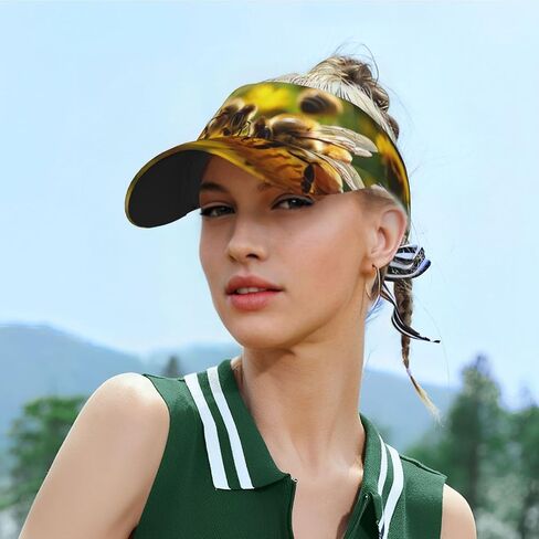 Bee Honeybee1 Print Sports Sun Visor Hats Adjustable Running Golf Tennis Sun Cap for Women Men Black in Saudi Arabia