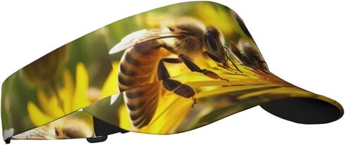 Bee Honeybee1 Print Sports Sun Visor Hats Adjustable Running Golf Tennis Sun Cap for Women Men Black in Saudi Arabia