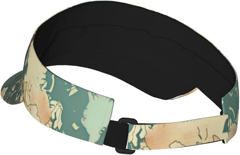World Map Retro Print Sports Sun Visor Hats Adjustable Running Golf Tennis Sun Cap for Women Men Black in Saudi Arabia