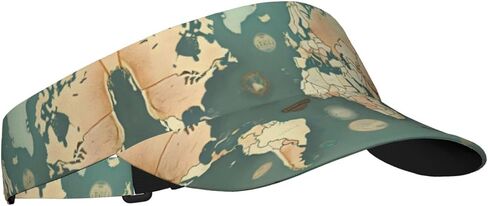 World Map Retro Print Sports Sun Visor Hats Adjustable Running Golf Tennis Sun Cap for Women Men Black in Saudi Arabia