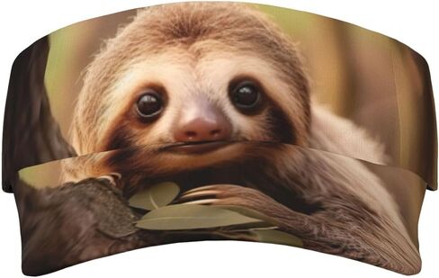 Baby Sloth Print Sports Sun Visor Hats Adjustable Running Golf Tennis Sun Cap for Women Men Black in Saudi Arabia