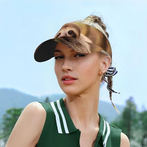 Baby Sloth Print Sports Sun Visor Hats Adjustable Running Golf Tennis Sun Cap for Women Men Black in Saudi Arabia