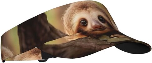 Baby Sloth Print Sports Sun Visor Hats Adjustable Running Golf Tennis Sun Cap for Women Men Black in Saudi Arabia