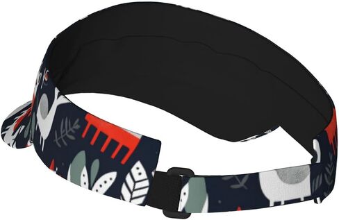 Scandinavian Animals Print Sports Sun Visor Hats Adjustable Running Golf Tennis Sun Cap for Women Men Black in Saudi Arabia