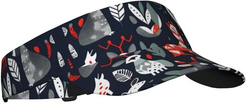 Scandinavian Animals Print Sports Sun Visor Hats Adjustable Running Golf Tennis Sun Cap for Women Men Black in Saudi Arabia