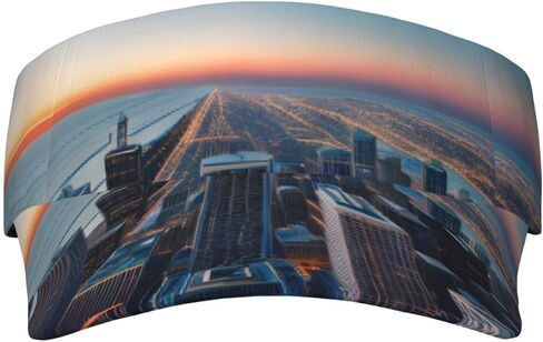 Chicago Illinois USA 1 Print Sports Sun Visor Hats Adjustable Running Golf Tennis Sun Cap for Women Men Black in Saudi Arabia