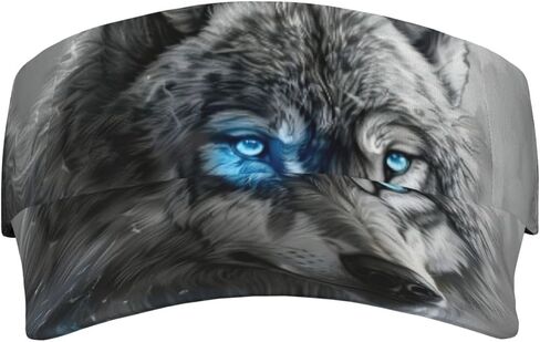 Blue Eyes Wolf Print Sports Sun Visor Hats Adjustable Running Golf Tennis Sun Cap for Women Men in Saudi Arabia