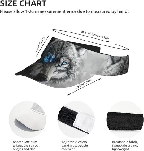 Blue Eyes Wolf Print Sports Sun Visor Hats Adjustable Running Golf Tennis Sun Cap for Women Men in Saudi Arabia
