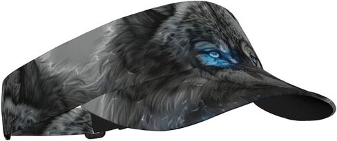 Blue Eyes Wolf Print Sports Sun Visor Hats Adjustable Running Golf Tennis Sun Cap for Women Men in Saudi Arabia