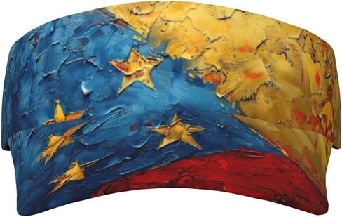 Flag of Venezuela Print Sports Sun Visor Hats Adjustable Running Golf Tennis Sun Cap for Women Men Black in Saudi Arabia