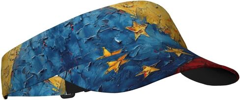 Flag of Venezuela Print Sports Sun Visor Hats Adjustable Running Golf Tennis Sun Cap for Women Men Black in Saudi Arabia