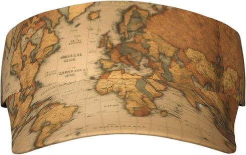 World Map Print Sports Sun Visor Hats Adjustable Running Golf Tennis Sun Cap for Women Men Black in Saudi Arabia