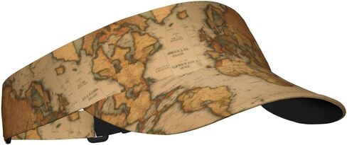 World Map Print Sports Sun Visor Hats Adjustable Running Golf Tennis Sun Cap for Women Men Black in Saudi Arabia