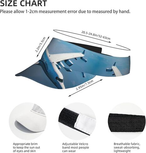 Airplanes Print Sports Sun Visor Hats Adjustable Running Golf Tennis Sun Cap for Women Men Black in Saudi Arabia
