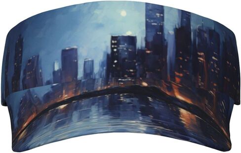 Night Scene Print Sports Sun Visor Hats Adjustable Running Golf Tennis Sun Cap for Women Men Black in Saudi Arabia