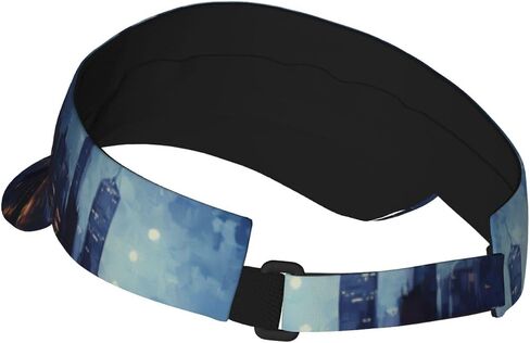 Night Scene Print Sports Sun Visor Hats Adjustable Running Golf Tennis Sun Cap for Women Men Black in Saudi Arabia