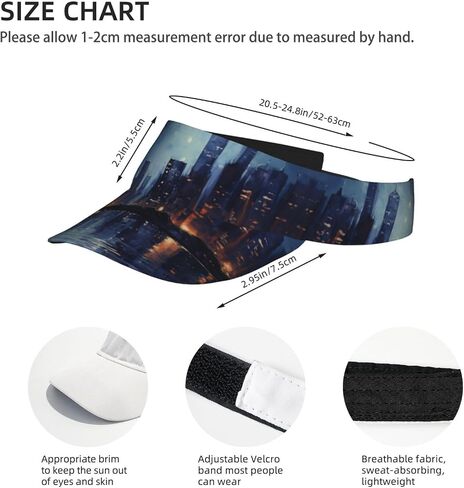 Night Scene Print Sports Sun Visor Hats Adjustable Running Golf Tennis Sun Cap for Women Men Black in Saudi Arabia