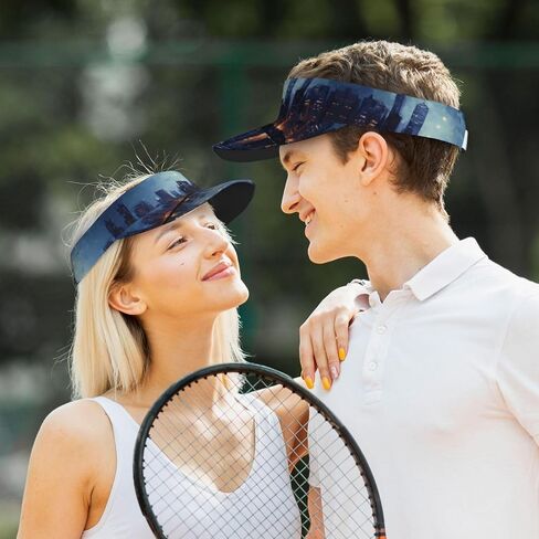 Night Scene Print Sports Sun Visor Hats Adjustable Running Golf Tennis Sun Cap for Women Men Black in Saudi Arabia