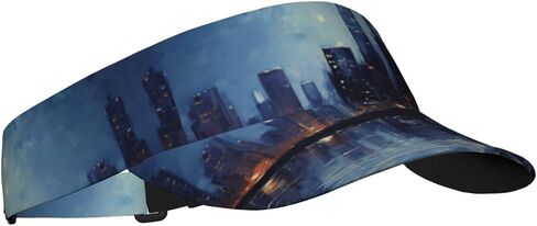 Night Scene Print Sports Sun Visor Hats Adjustable Running Golf Tennis Sun Cap for Women Men Black in Saudi Arabia