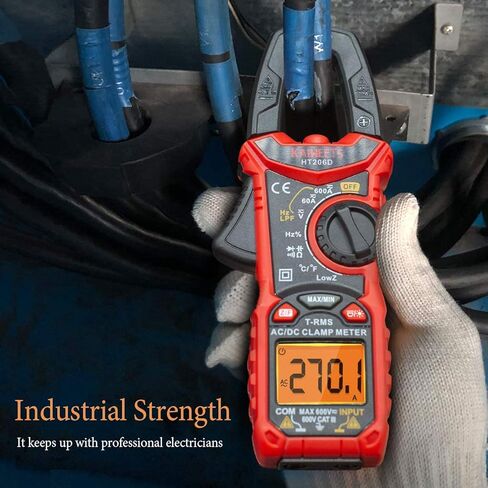 KAIWEETS HT206D مقياس المشبك الرقمي T-RMS 6000 عدد، KET01 مجموعة موصلات اختبار كهربائي من السيليكون الناعم in Kuwait