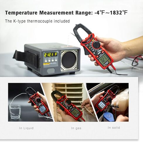 KAIWEETS HT206D مقياس المشبك الرقمي T-RMS 6000 عدد، KET01 مجموعة موصلات اختبار كهربائي من السيليكون الناعم in Kuwait
