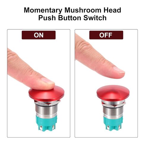 MECCANIXITY 1PCS 10A 250V AC 22mm 7/8" Latching Mushroom Head Push Button Switch Blue 2NO Waterproof IP65 SPST Installing Domed Round 4 Screw Foot Switch in Kuwait