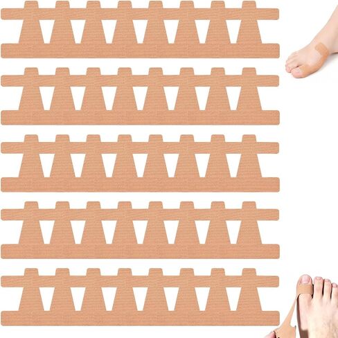40 Pcs Pre-Cut Bunion Corrector Kinesiology Tape, Elastic Waterproof Bunion Tape for Bunion Pain Relief, Latex-Free Toe Support Strips, Self-Adhesive Hallux Valgus Corrector for All People in Kuwait