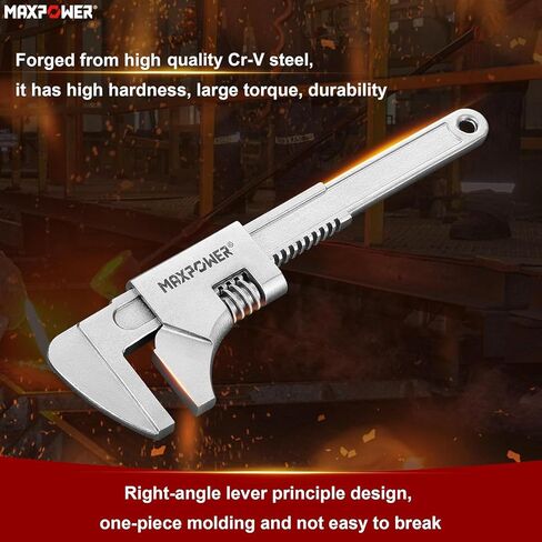 مفتاح ربط سيارات MAXPOWER مقاس 11 بوصة، مفتاح ربط واسع قابل للتعديل، فتحة فك واسعة 3"، مفتاح ربط تلقائي قابل للتعديل لبناء السيارات وصيانة الماكينات وإصلاحات المنزل in Kuwait