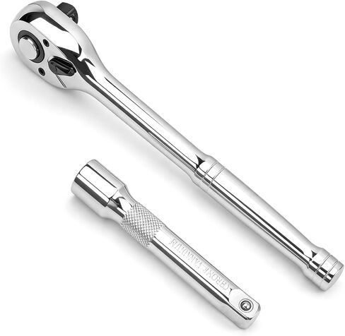1/2" Drive Ratchet Wrench Set, 90T Quick-Release Reversible Ratchet, Cr-Mo Head with 5" Extension Bar for Automotive & Home Repair in Kuwait