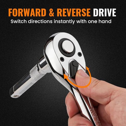 1/2" Drive Ratchet Wrench Set, 90T Quick-Release Reversible Ratchet, Cr-Mo Head with 5" Extension Bar for Automotive & Home Repair in Kuwait