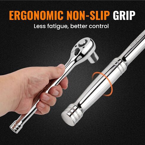 1/2" Drive Ratchet Wrench Set, 90T Quick-Release Reversible Ratchet, Cr-Mo Head with 5" Extension Bar for Automotive & Home Repair in Kuwait